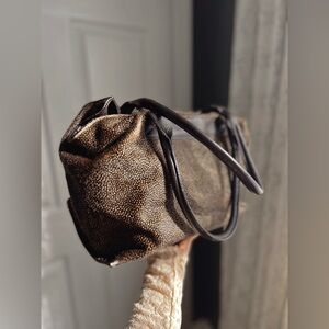 Rare Vintage Italian Leather & Real Fur Handbag